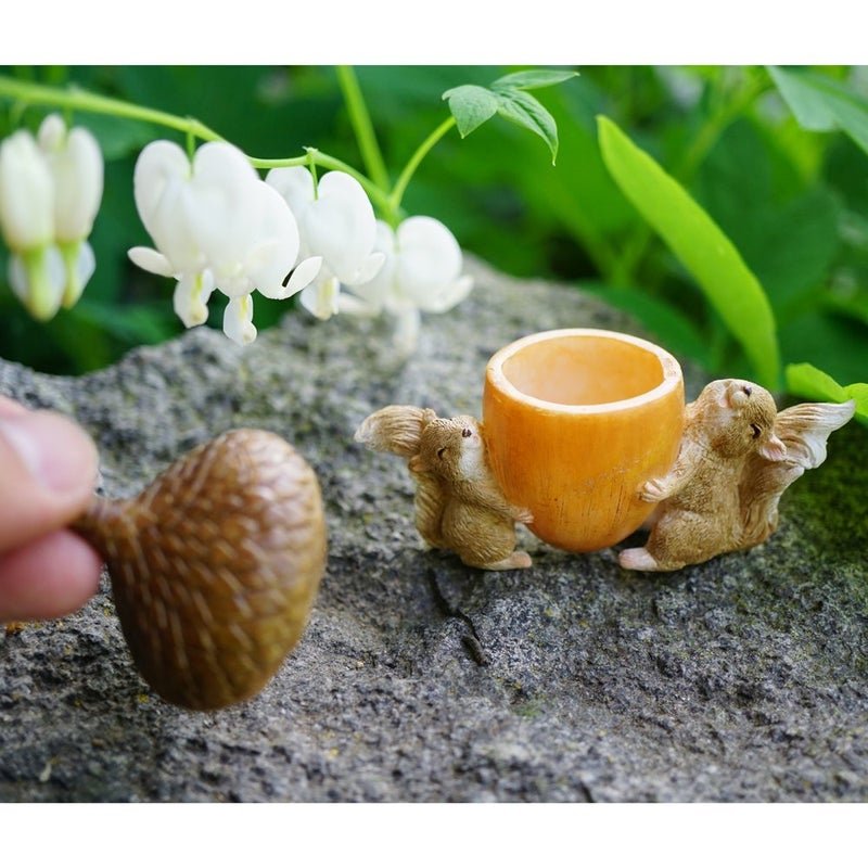 Top Collection Miniature Garden Squirrels Carrying Acorn Trinket Box with Secret Compartment Decor, Small - Image 4